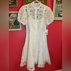 NWT White Lace Floral A-Line Dress by Unique Vintage